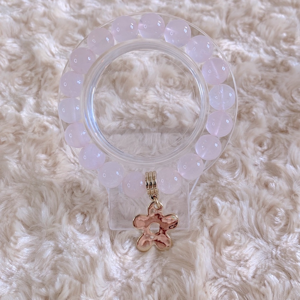 Rose Quartz Charm Natural Stone Stretch Bracelet
